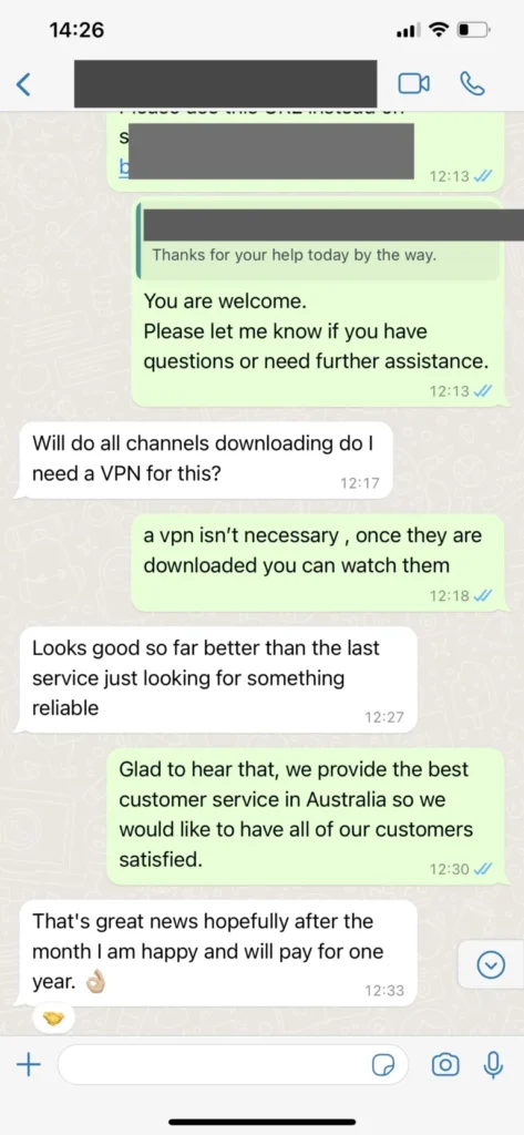 WhatsApp confirmation: Subscription renewal successful