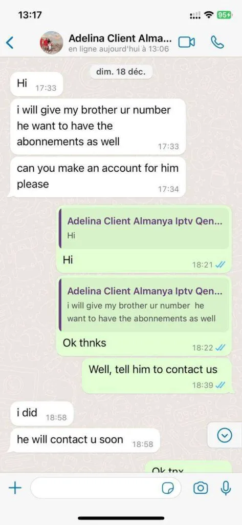 WhatsApp testimonial: Excellent 4K streaming quality